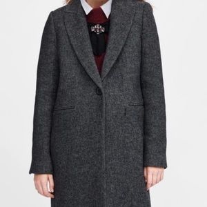 Zara Herringbone Peacoat — Size M